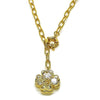 Collares con Dije 04.63.1437.20 Oro Laminado, Diseño de Trebol de Cuatro Hojas y Corazon, Diseño de Trebol de Cuatro Hojas, con Cristal Blanca, Pulido, Dorado