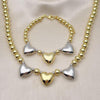 Collar y Pulso 06.341.0011 Oro Laminado, Diseño de Corazon y Bola, Diseño de Corazon, Pulido, Dos Tonos