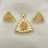 Juego de Arete y Dije de Adulto 10.59.0151.2 Oro Laminado, con Zirconia Cubica Topacio, Pulido, Dorado