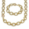 Collar y Arete 06.429.0005 Oro Laminado, Diseño de Rolo, Diamantado, Dorado