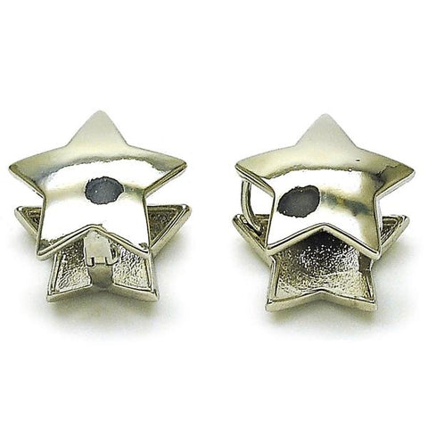 Argolla Huggie 02.163.0326.1.14 Rodio Laminado, Diseño de Chunky, Pulido, Rodinado