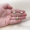 Juego de Arete y Dije de Adulto 10.156.0523 Oro Laminado, Diseño de Corazon, Pulido, Dorado