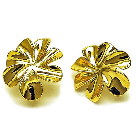 Argolla Huggie 02.282.0056.12 Oro Laminado, Diseño de Flor, Pulido, Dorado