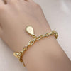 Pulsera de Dije 03.213.0236.07 Oro Laminado, Diseño de Gota y Rolo, Diseño de Gota, Pulido, Dorado