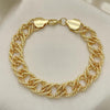 Pulsera Elegante 03.331.0141.09 Oro Laminado, Diseño de Chunky, Diamantado, Dorado