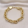 Pulsera Elegante 03.331.0221.09 Oro Laminado, Diseño de Chunky, Diamantado, Dorado
