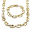 Collar y Pulso 06.429.0014 Oro Laminado, Diseño de Puff Mariner, Pulido, Dorado
