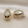 Arete Dormilona 02.283.0208 Oro Laminado, Diseño de Gota y Corazon, Diseño de Gota, con Zirconia Cubica Blanca, Pulido, Dorado