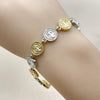 Pulsera Tennis 03.341.0240.07 Oro Laminado, Diseño de San Benito, Pulido, Dos Tonos