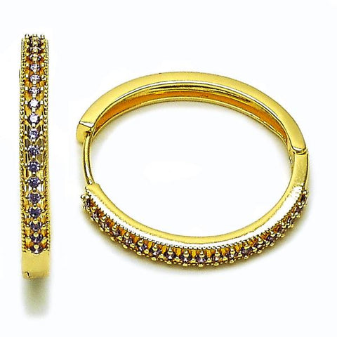 Argolla Huggie 02.195.0300.1.30 Oro Laminado, con Zirconia Cubica Amatista, Pulido, Dorado