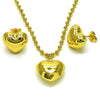 Juego de Arete y Dije de Adulto 10.417.0008 Oro Laminado, Diseño de Chunky y Bola, Diseño de Chunky, Pulido, Dorado