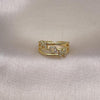 Anillo Multi Piedra 01.341.0137 Oro Laminado, Diseño de Mama, con Micro Pave Blanca, Pulido, Dorado