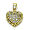 Dije Elegante 05.411.0023 Oro Laminado, Diseño de Corazon, con Zirconia Cubica Blanca, Pulido, Dorado