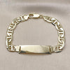 Pulsera con Placa 03.213.0369.08 Oro Laminado, Diseño de Mariner, Diamantado, Dorado