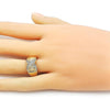 Anillo Multi Piedra 01.428.0001 Oro Laminado, con Micro Pave Blanca, Pulido, Dorado