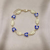 Pulsera Elegante 03.213.0223.07 Oro Laminado, Diseño de Virgen Maria y Mariposa, Diseño de Virgen Maria, Esmaltado Azul, Dorado