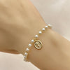 Pulsera Elegante 03.02.0100.3.16 Oro Laminado, Diseño de Angel, con Perla Marfil, Pulido, Dorado