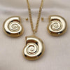 Juego de Arete y Dije de Adulto 10.282.0015 Oro Laminado, Diseño de Caracol y Hueco, Diseño de Caracol, Pulido, Dorado