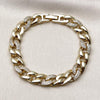 Pulsera Elegante 03.283.0490.07 Oro Laminado, Diseño de Miami Cubana, con Zirconia Cubica Blanca, Pulido, Dorado