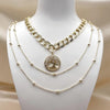 Gargantilla Elegante 04.437.0004.16 Acero Inoxidable, Diseño de Rolo y Arbol, Diseño de Rolo, con Zirconia Cubica Blanca, Pulido, Dorado