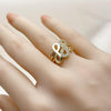 Anillo Multi Piedra 01.310.0047 Oro Laminado, Diseño de Infinito, con Zirconia Cubica Blanca, Pulido, Dorado