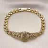 Pulsera Elegante 03.283.0500.07 Oro Laminado, Diseño de Guadalupe y Flor, Diseño de Guadalupe, con Zirconia Cubica Blanca, Pulido, Dorado
