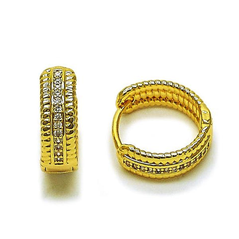 Argolla Huggie 02.283.0243.20 Oro Laminado, con Zirconia Cubica Blanca, Pulido, Dorado