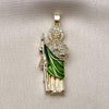 Dije Religioso 05.210.0016 Oro Laminado, Diseño de San Judas, con Zirconia Cubica Blanca, Pulido, Tricolor