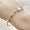 Pulsera Elegante 03.213.0361.07 Oro Laminado, Diseño de Guadalupe y Crucifijo, Diseño de Guadalupe, con Zirconia Cubica Blanca, Diamantado, Dorado
