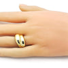 Anillo Elegante 01.341.0147 Oro Laminado, Diseño de Chunky, Pulido, Dorado