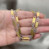 Collar y Pulso 04.113.0041.24 Acero Inoxidable, Diseño de Llave Griega, Diamantado, Dos Tonos