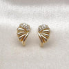Arete Dormilona 02.411.0016 Oro Laminado, Diseño de Alas, con Micro Pave Blanca, Pulido, Dorado