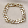Pulsera Elegante 03.283.0496.07 Oro Laminado, Diseño de Miami Cubana, con Zirconia Cubica Blanca, Pulido, Dorado