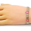 Pulsera Elegante 03.331.0220.07 Oro Laminado, Diseño de Corazon y Bismarco, Diseño de Corazon, Esmaltado Rojo, Dorado