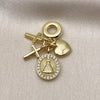 Dije Religioso 05.341.0108 Oro Laminado, Diseño de Caridad del Cobre y Corazon, Diseño de Caridad del Cobre, con Micro Pave Blanca, Pulido, Dorado