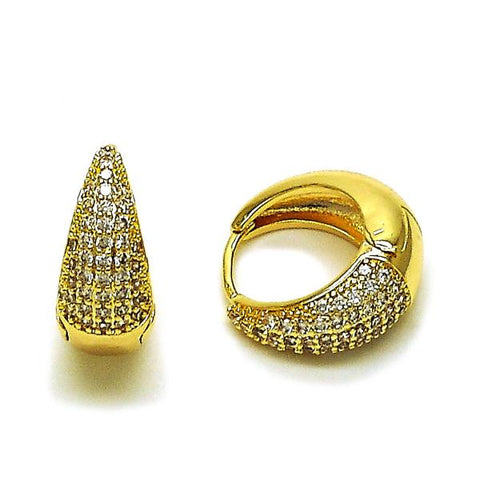 Argolla Huggie 02.283.0267.18 Oro Laminado, con Zirconia Cubica Blanca, Pulido, Dorado