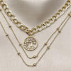 Gargantilla Elegante 04.437.0004.16 Acero Inoxidable, Diseño de Rolo y Arbol, Diseño de Rolo, con Zirconia Cubica Blanca, Pulido, Dorado