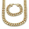 Collar y Pulso 06.331.0008 Oro Laminado, Diseño de Miami Cubana, Pulido, Dorado