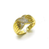 Anillo Multi Piedra 01.428.0001 Oro Laminado, con Micro Pave Blanca, Pulido, Dorado