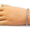 Pulsera Tennis 03.213.0334.07 Oro Laminado, con Zirconia Cubica Blanca, Pulido, Dorado