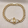 Pulsera Elegante 03.283.0508.07 Oro Laminado, Diseño de Nina Pequena y Miami Cubana, Diseño de Nina Pequena, con Zirconia Cubica Blanca y Negro, Pulido, Dorado
