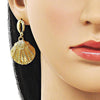 Arete Colgante 02.282.0060 Oro Laminado, Diseño de Concha, Pulido, Dorado