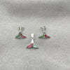 Juego de Arete y Dije de Adulto 10.399.0009 Plata Rodinada, Diseño de Pescado, con Madre Perla Multicolor, Pulido, Plateado