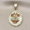 Dije Religioso 05.120.0098 Oro Laminado, Diseño de Caridad del Cobre, Diamantado, Tricolor