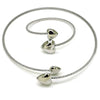Collar y Pulso 06.421.0003.1 Rodio Laminado, Diseño de Corazon, con Zirconia Cubica Blanca, Pulido, Rodinado