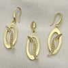 Juego de Arete y Dije de Adulto 10.59.0121 Oro Laminado, con Cristal Blanca, Pulido, Dorado
