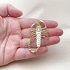 Dije Religioso 05.120.0097 Oro Laminado, Diseño de Escorpion, con Zirconia Cubica Blanca y Rubi, Pulido, Dorado