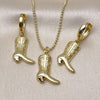 Juego de Arete y Dije de Adulto 10.341.0017 Oro Laminado, Diseño de Zapato, Pulido, Dorado