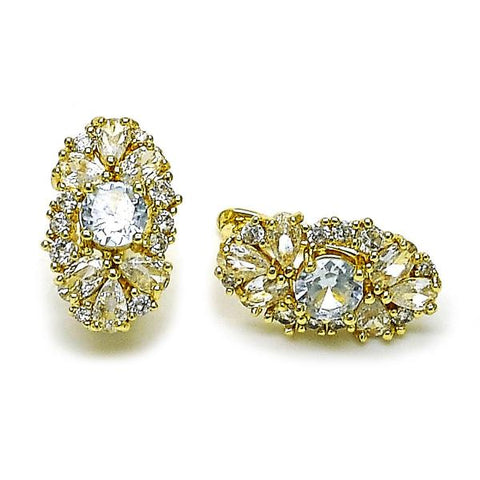Argolla Huggie 02.210.0892.12 Oro Laminado, Diseño de Cluster, con Zirconia Cubica Blanca, Pulido, Dorado