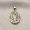 Dije Religioso 05.156.0208 Oro Laminado, Diseño de San Judas, con Zirconia Cubica Blanca, Pulido, Dorado